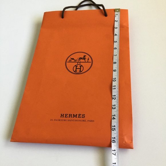 Hermes Paper Bag 16.5x11x4 in Rectangular Shopping Bag Orange Authentic w/flaw - Picture 9 of 13